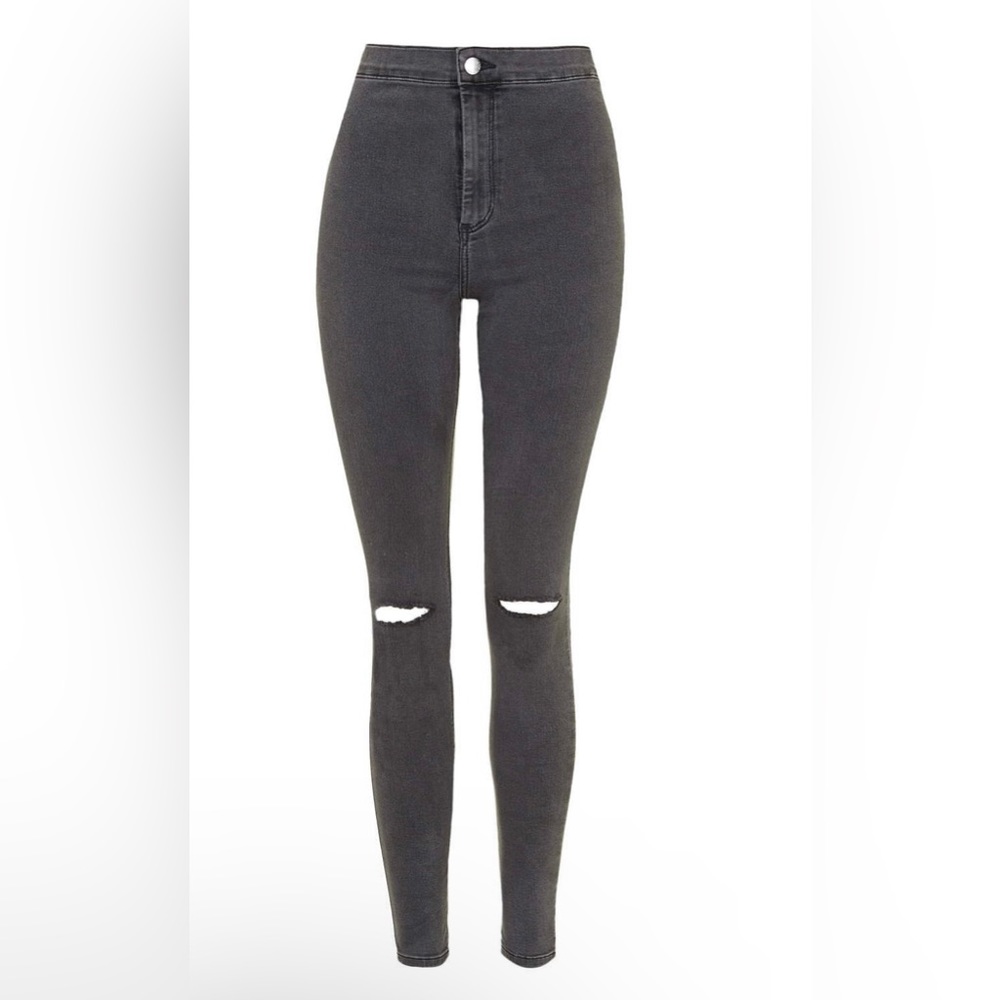 ! 2 for 20 ! TOPSHOP WASHED GRAY SKINNY HIGH WAISTED RIPPED JEANS JONI